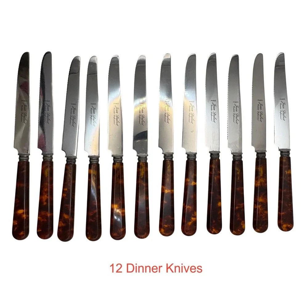 Sabre Paris Jean Dubost Tortoise French Flatware Set 60pc Service for 12 France